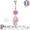 Piercing Nombril Acier avec goutte Swarovski® element antique pink