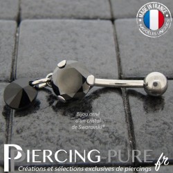 Piercing Nombril Acier avec mini poire 8mm Swarovski® element jet