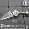 Piercing Nombril Acier avec spike Swarovski Elements Blanc