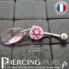 Piercing Nombril Acier avec goutte Swarovski® element antique pink