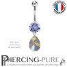 Piercing Nombril Acier avec mini poire 10mm Swarovski® element cristal paradise shine