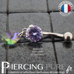 Piercing Nombril Acier avec mini poire 10mm Swarovski® element cristal paradise shine