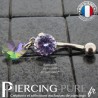 Piercing Nombril Acier avec mini poire 10mm Swarovski® element cristal paradise shine