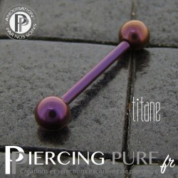 Piercing Langue Titane Dark Purple billes 5mm
