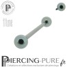 Piercing Langue Titane Bleu ciel billes 5mm