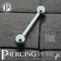 Piercing Langue Titane Bleu ciel billes 5mm