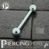 Piercing Langue Titane Bleu ciel billes 5mm