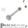 Piercing Langue Titane avec Opale bleu ciel 4mm