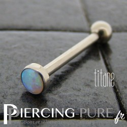 Piercing Langue Titane avec Opale bleu ciel 4mm