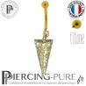 Piercing Nombril Titane doré interne Spike Gold Patina