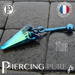 Piercing Nombril Titane bleu interne Spike Bermuda Blue