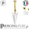 Piercing Nombril Titane doré interne Spike blanc