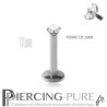 Piercing labret titane interne avec cristal griffé 2mm blanc