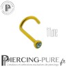 Piercing Nez Titane Doré Cristal bleu clos