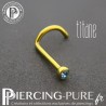 Piercing Nez Titane Doré Cristal bleu clos