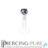 Piercing Labret Brillant rond cristal vitrail medium griffé 2 tailles
