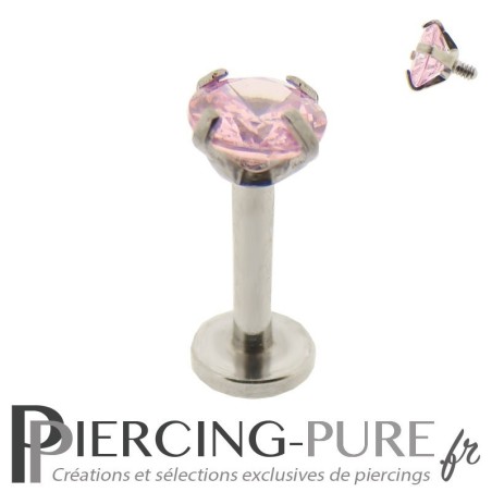 Piercing Tragus - Cartilage cristal rose griffé 4mm