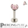 Piercing Tragus - Cartilage cristal rose griffé 4mm
