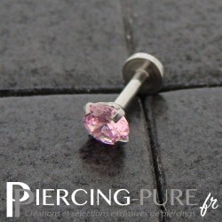 Piercing Tragus - Cartilage cristal rose griffé 4mm