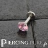 Piercing Tragus - Cartilage cristal rose griffé 4mm
