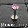 Piercing Tragus - Cartilage cristal rose griffé 4mm