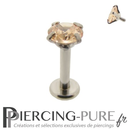Piercing Tragus - Cartilage cristal orange clair griffé 4mm