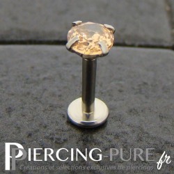 Piercing Tragus - Cartilage cristal orange clair griffé 4mm