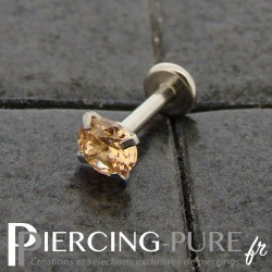 Piercing Tragus - Cartilage cristal orange clair griffé 4mm