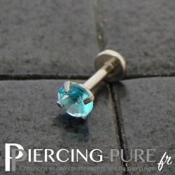 Piercing Tragus - Cartilage cristal turquoise griffé 4mm