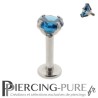 Piercing Tragus - Cartilage cristal bleu foncé griffé 4mm