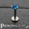 Piercing Tragus - Cartilage cristal bleu foncé griffé 4mm