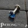 Piercing Tragus - Cartilage cristal bleu foncé griffé 4mm