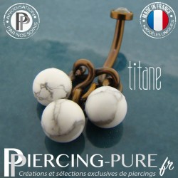 Piercing Nombril Titane interne Dark Bronze 3 bille Howlite