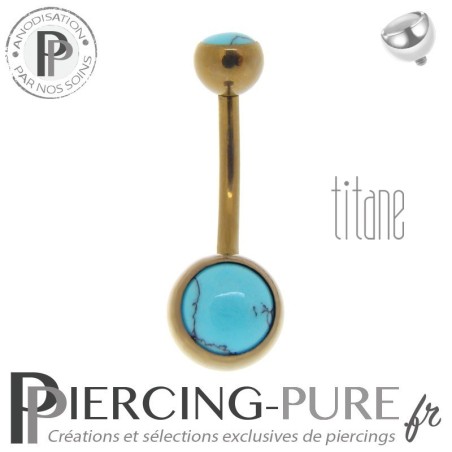 Piercing Titane interne Bronze et Turquoises