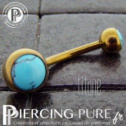 Piercing Titane interne Bronze et Turquoises