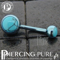 Piercing Titane interne Bleu clair et Turquoises naturelles