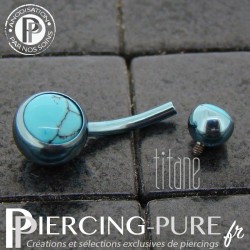 Piercing Titane interne Bleu clair et Turquoises naturelles