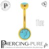 Piercing Titane interne Doré et Turquoises naturelles