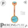 Piercing Titane interne Rose Doré et Turquoises naturelles