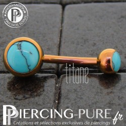 Piercing Titane interne Rose Doré et Turquoises naturelles