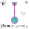 Piercing Titane interne Fushia et Turquoises naturelles