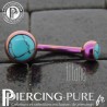 Piercing Titane interne Fushia et Turquoises naturelles
