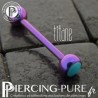 Piercing Langue Titane Dark Fushia turquoise naturelle