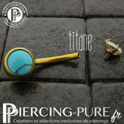 Piercing Titane interne Doré et Cristal griffé blanc