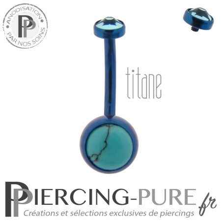 Piercing Titane interne Dark Blue et Cristal bleu clos