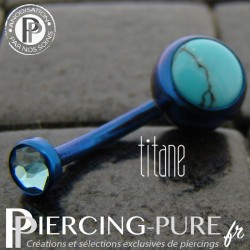 Piercing Titane interne Dark Blue et Cristal bleu clos