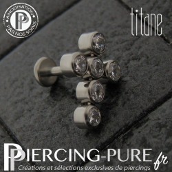 Labret titane interne croix de clusters blancs
