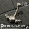 Piercing nombril Titane avec 6 cristaux ronds blancs
