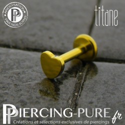 Piercing titane coeur doré pour oreilles