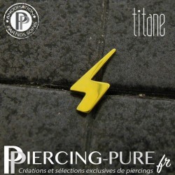Piercing titane éclair doré pour oreilles